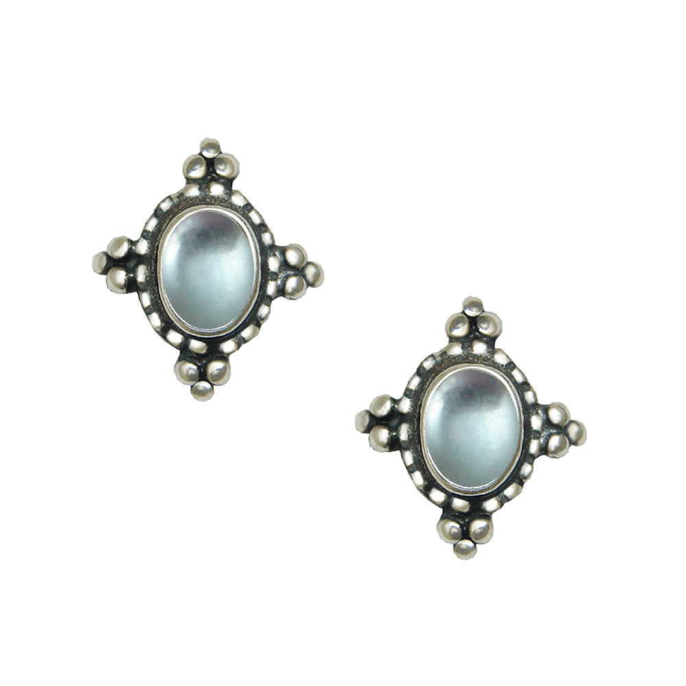 Sterling Silver Little Blue Topaz Post Stud Earrings